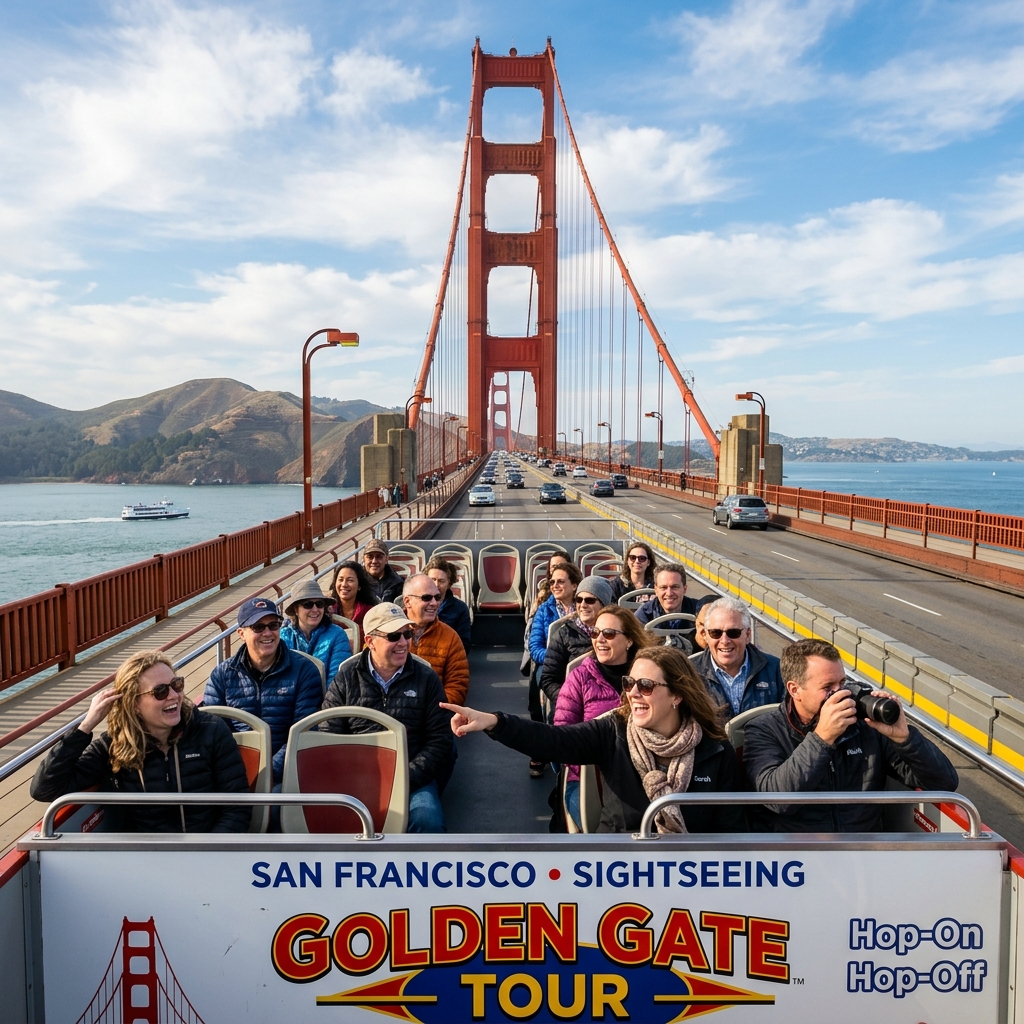 Đoàn du khách Vietmytour tham quan Cầu Cổng Vàng Mỹ - Vietmytour