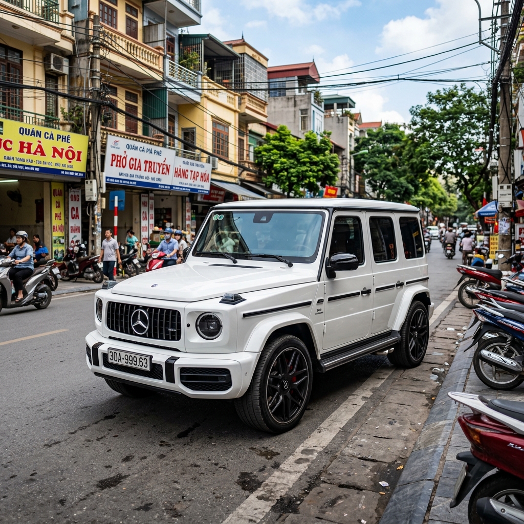 Mercedes-AMG G63 màu trắng (Hình ảnh được tạo từ AI)