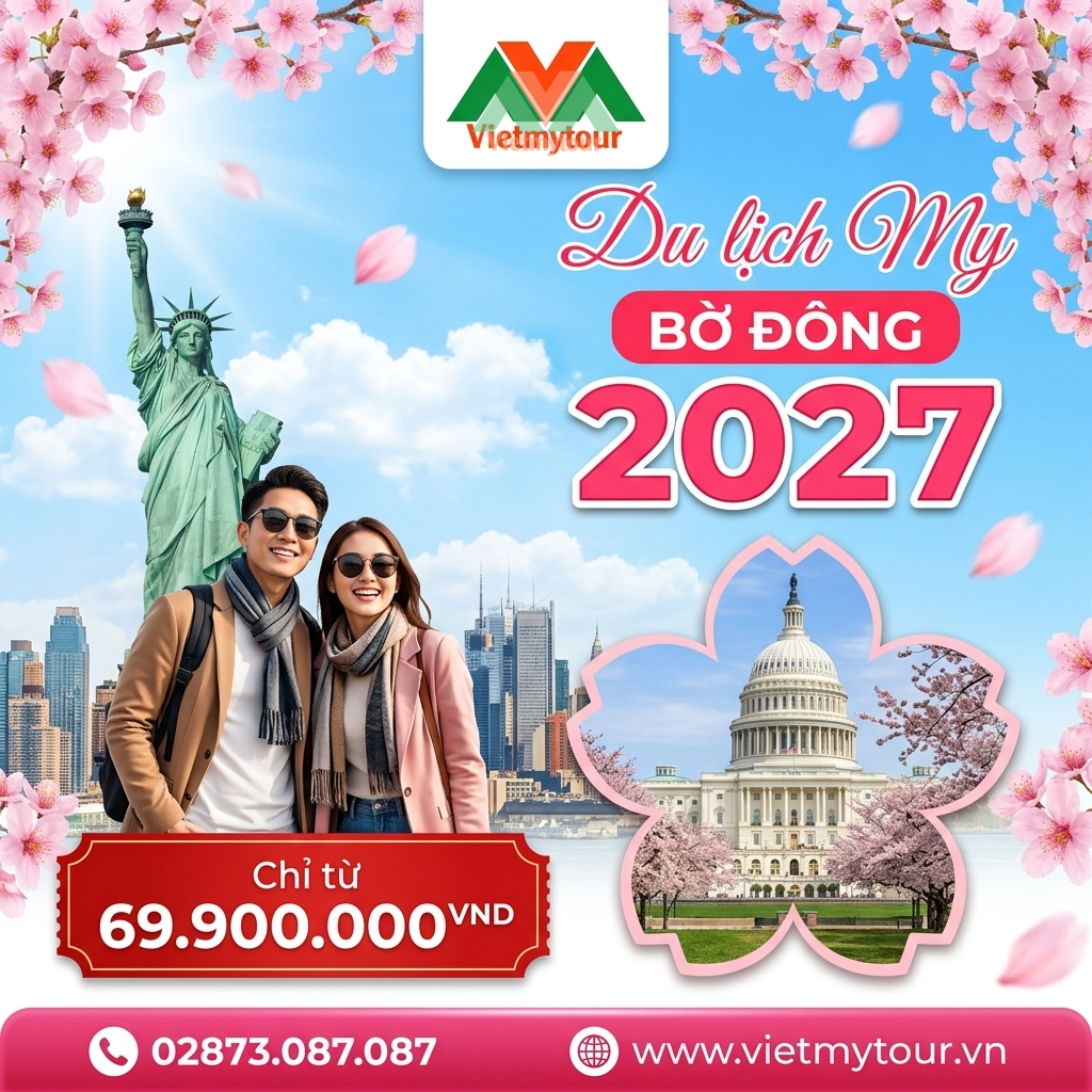 Tour du lịch Mỹ bờ Đông 2027 trọn gói giá tốt - VietmyTour (Ảnh minh họa từ AI)