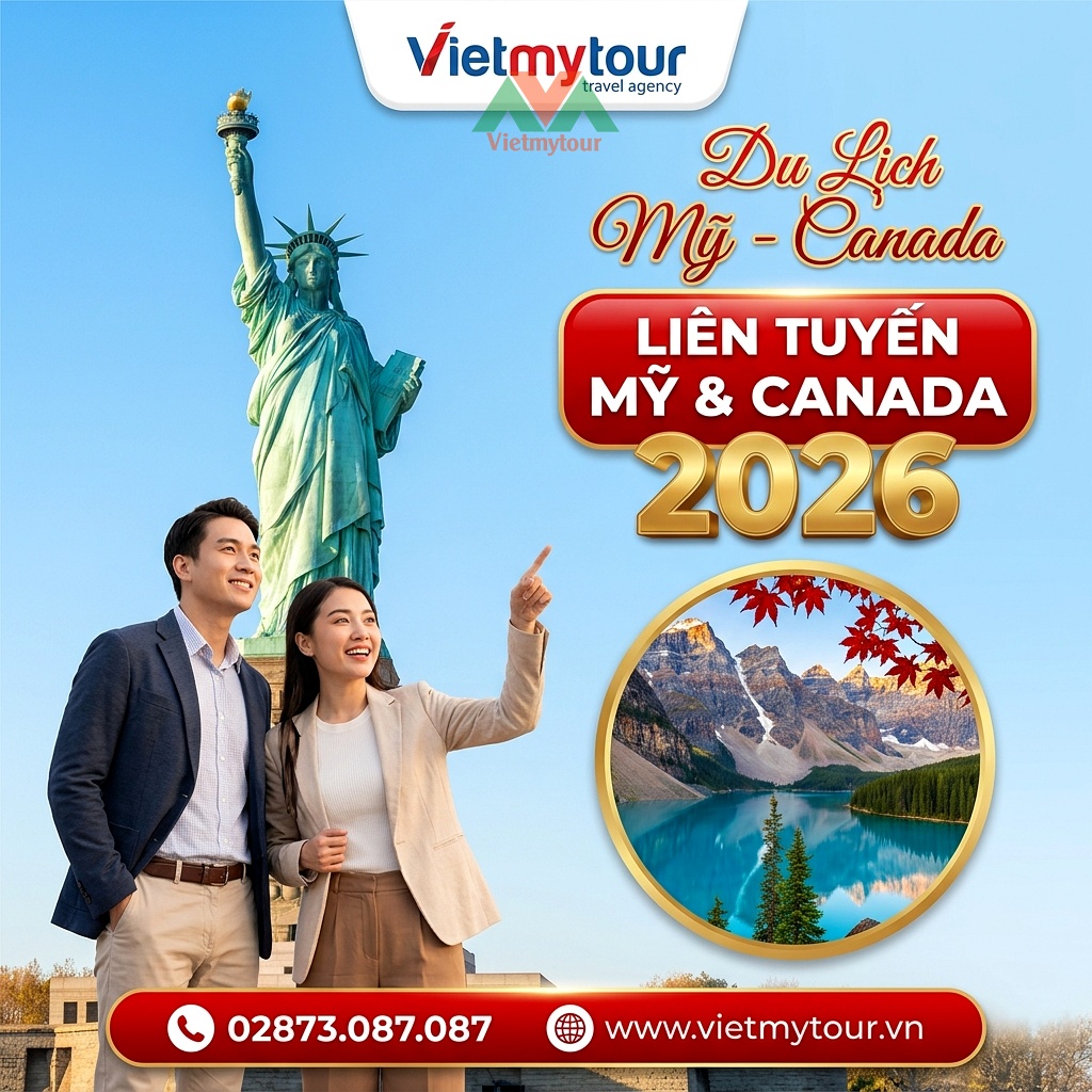 Tour Du Lịch Liên Tuyến Mỹ Canada 2026 trọn gói giá tốt - Vietmytour (Ảnh minh họa từ AI)